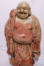 Happy Prosperous Buddha Statue In Resin That Looks Like Soapstone.