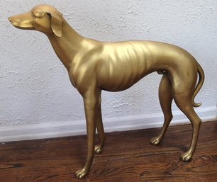 Life Size Brass Whippet Dog Statue.