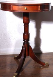 Clover Shaped Mahogany Side Table With Leather Top