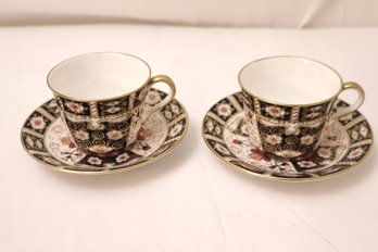Two Royal Crown Derby Cups And Saucers.