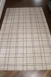 Light Beige Plaid Area Rug With Grey Lines