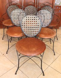 Italian Regency Wrought Iron Dining Chairs By Hearthstone Ent. With Lattice Backrest Including 2 Armchairs