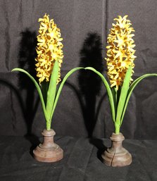 Pair Of Decorative Floral Pieces Standing Approx. 15 Inch Tall