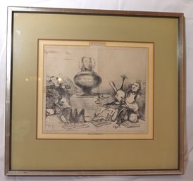 Antique French Daumier Caricature Print By Aubert And Co.Titled La Deroute.