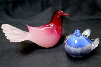 Includes 2 Beautiful Handblown Art Glass Dove Sculptures