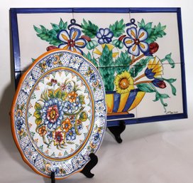 Pisano- Sevilla Hand Painted Tile Art, Includes A Hand Painted Plate
