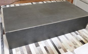 Restoration Hardware Contemporary Shagreen Cocktail Table With Chrome Trim