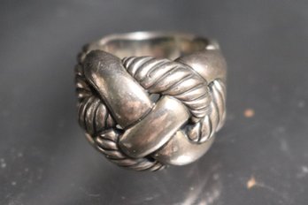 HEAVY STERLING SILVER MIXED KNOT ROPE STYLE RING SIZE 5