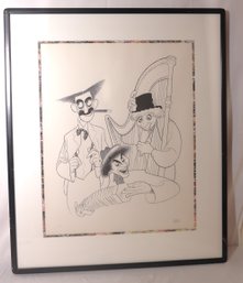 Al Hirshfeld Limited Ed. Drawing Of The Marx Brothers With Harp And Accordion.