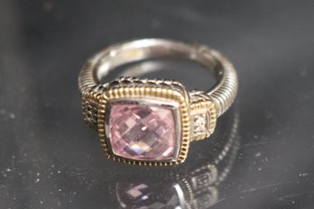 18K WG / STERLING SILVER PINK TOPAZ OR TOURMALINE  RING BY JR TWO JUDITH RIPKA SIZE 6