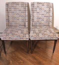 Pair Of Bassett Furniture Contemporary Upholstered Tall Back Dining Chairs