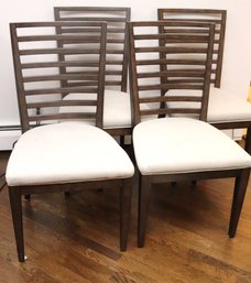 Set Of 4 Bassett Furniture Contemporary Dark Wood Ladder Back Chairs