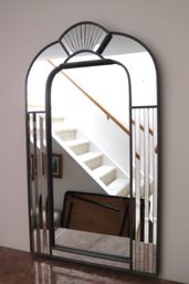 Vintage Art Deco Style Mirror With Oval Top And Mirror Panels.