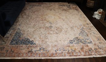 Modern Interpretation Of Oriental Style Area Rug Carpet In Subtle Beige & Blue Colors