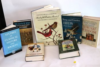 Hard Cover Books Include The Jews Of Spain, Jewish Wisdom, Birds Of The Eastern Forest, Illustrated Works