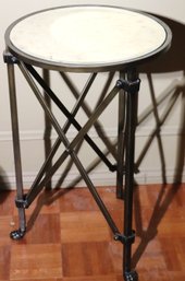 Vintage Ballard Design Side Table Metal Design With An Antiqued French Style Mirrored Top And Paw Feet