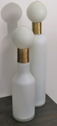Two Decorative Frosted Glass Bottles With Stoppers From Z Gallerie.