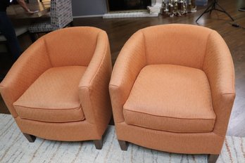 Pair Of Bassett Furniture Tub Chairs In Pumpkin Color Fabric