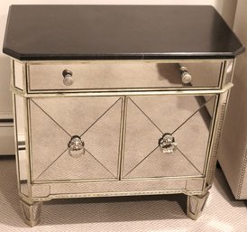 Bassett Furniture Amelie 3 Door Mirrored Chest Or Nightstand With Marble Top