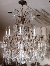 Extra-large Extravagant Metal Chandelier With Loads Of Hanging Crystals,