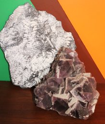 Large Pink Fluorite Mineral Includes Fossilized Leaves As Pictured