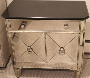 Bassett Furniture Amelie 3 Door Mirrored Chest Or Nightstand With Marble Top.