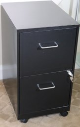 Petite 2 Drawer Filing Cabinet With Key, On Wheels Easy To Move Around