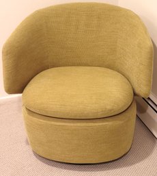 West Elm Crescent Swivel Chair In Yellow Tweed Fabric
