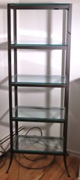 Contemporary Etagere/Shelf With Thick Sea Green Tinted Glass Shelves