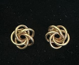14K YG Pair Of Fancy Spiral Link Earrings