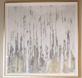 Modern Framed Abstract Print In Shades Of White Grey And Gold