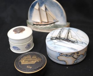 Decoupage Trinket Box By Leslie Linley Nantucket, Tiffany & Co Designed For Johnson And Higgins