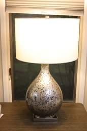 Bassett Furniture Silver Lamp On Base With Linen Shade