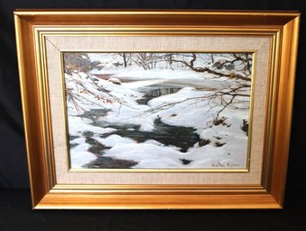 Sunlight On Snowy Pond Painting By Walter Rome
