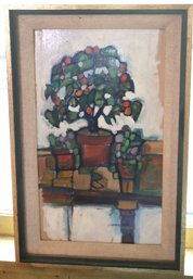 Vintage Abstract Flowers Painting Signed Carpenter.