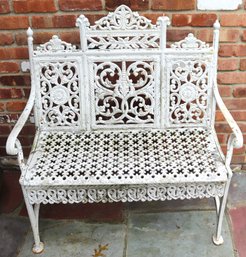 Fancy Cast-iron Victorian Style Bench Painted White.