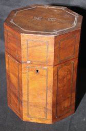 Antique Wood Storage Box/cooler For Wine Or Champagne Possibly With Monogram On The Top With Felt Liner