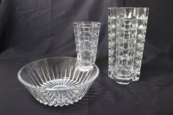 Contemporary Crystal Glass Including Bowl VSL, Orrefors Vase