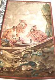 Large Antique Circa 18th Century Hand Woven Tapestry The Forging Of Steel Approx. 51 Inches X 82 Inches