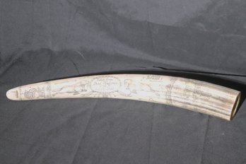 Large Replica Carved Scrimshaw  T. Bowers Approx. 22 Inches Long