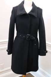 Burberry London England Gibbsmoore Wool Blend Black Coat Size 6