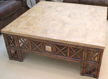 Clive Daniel Designs Tessellated Stone And Bamboo Coffee Table.
