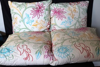 Stitched Pillow Cases With Bright Floral Patterns