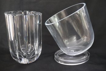 Two Heavy Swedish? Modern Glass Vases.