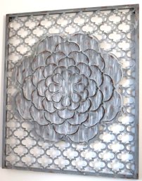 Decorative Pierced Metal Wall Plaque With Lotus Flower Design