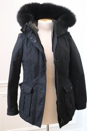 Burberry Brit Parka Jacket/Coat USA Size 4 Coat With Down Filling & Faux Fur Collar