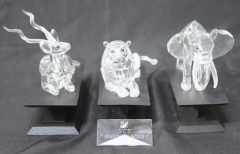 Swarovski Crystal Inspiration Africa Including An Elephant, Lion And Gazelle Includes Stands