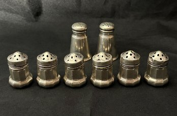 Sterling Silver 4 Pairs Of Miniature Salt Shakers