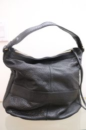 Gerard Darel Leather Hobo Bag With Exterior Zipper.