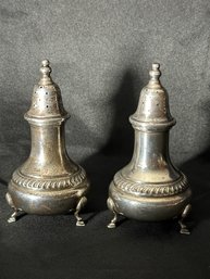 Sterling Silver Pair Of Fancy Footed Salt And Pepper Shakers By Arrowsmith